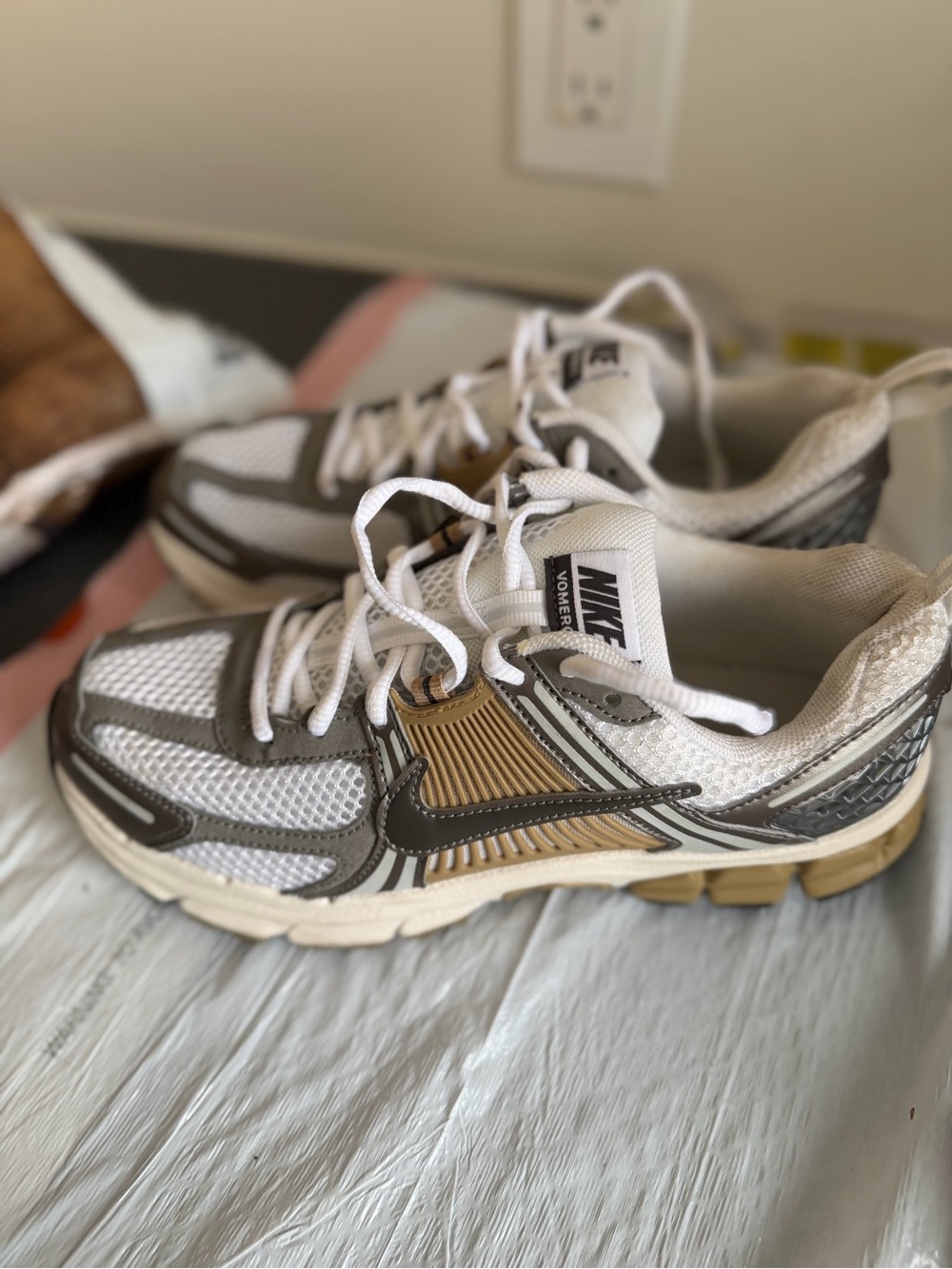 Nike Kids White, Tan & Gray Athletic Sneakers